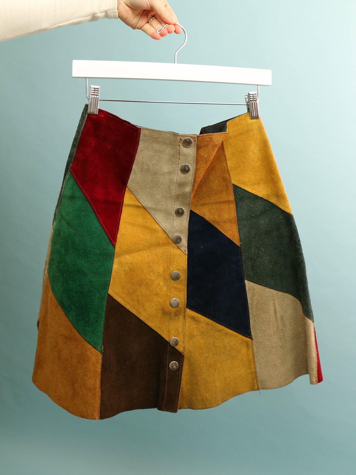 Vintage Patchwork Suede Skirt - 28” Waist