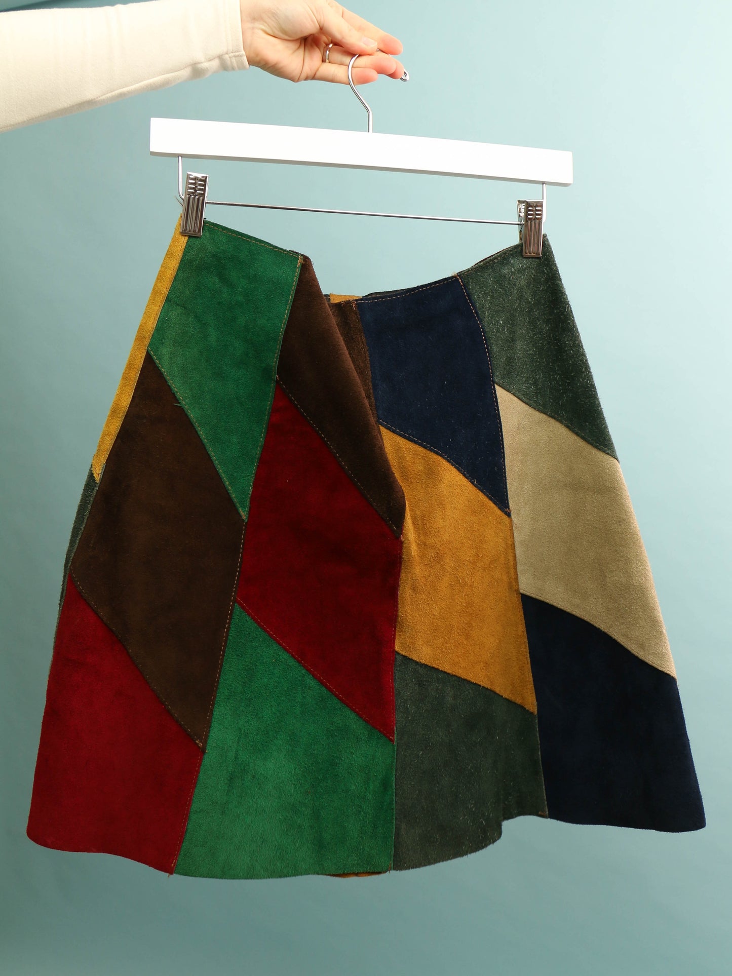 Vintage Patchwork Suede Skirt - 28” Waist