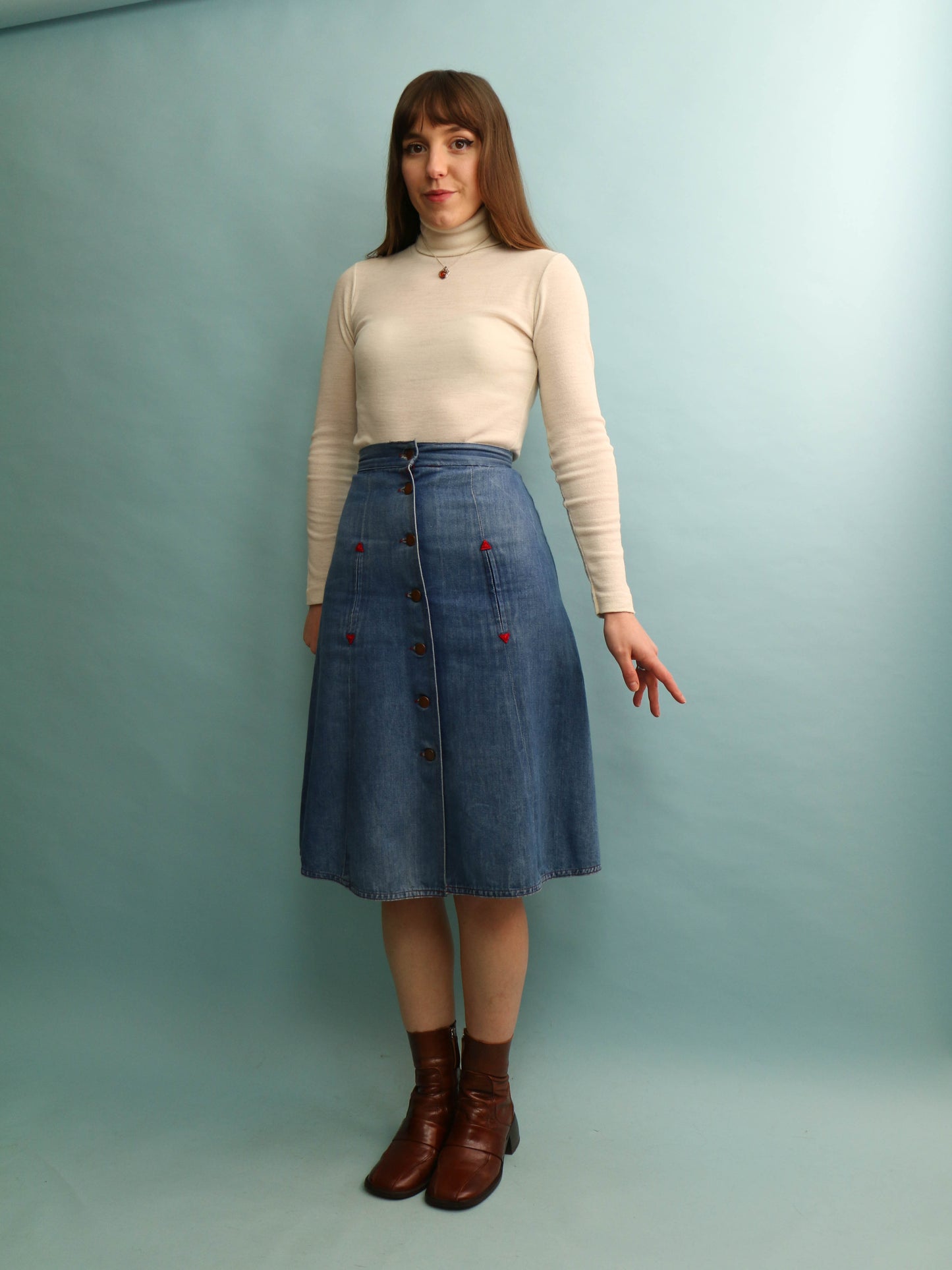 70s Denim Skirt - 23" Waist