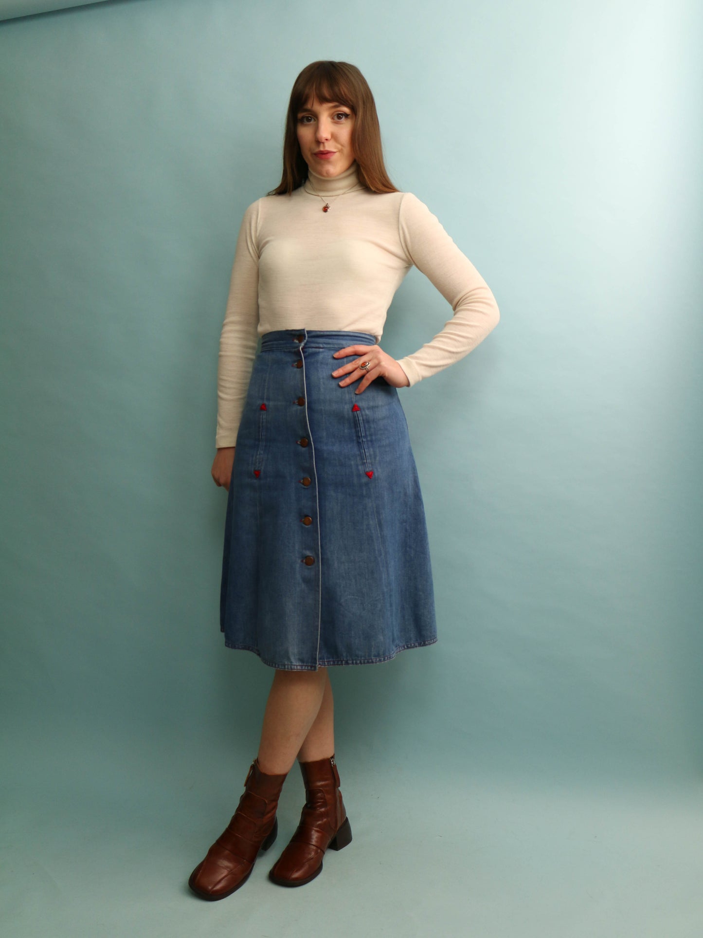 70s Denim Skirt - 23" Waist