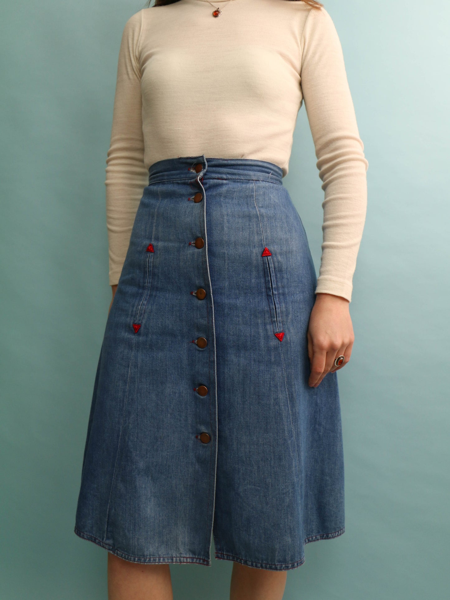 70s Denim Skirt - 23" Waist